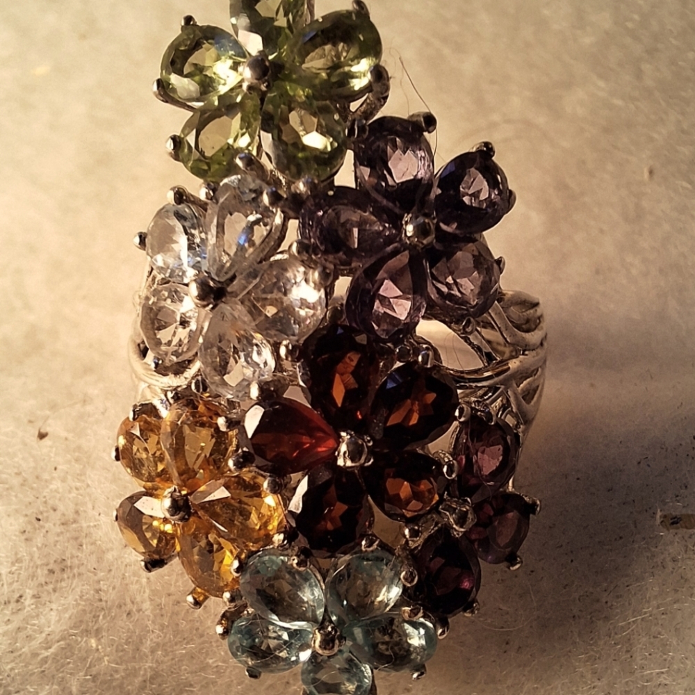 Floral Multicolor Gemstone Ring